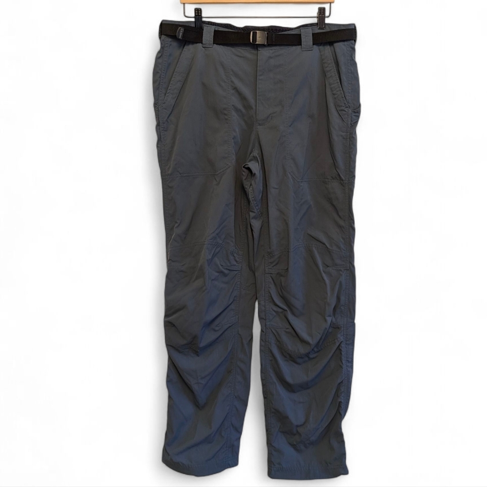 LL BEAN Articulated Hiking Pants Climbing Nylon Stretch Grey Blue Tall Large